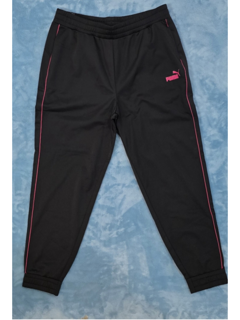 Women's Puma Track Pants Joggers Size L Black and Pink